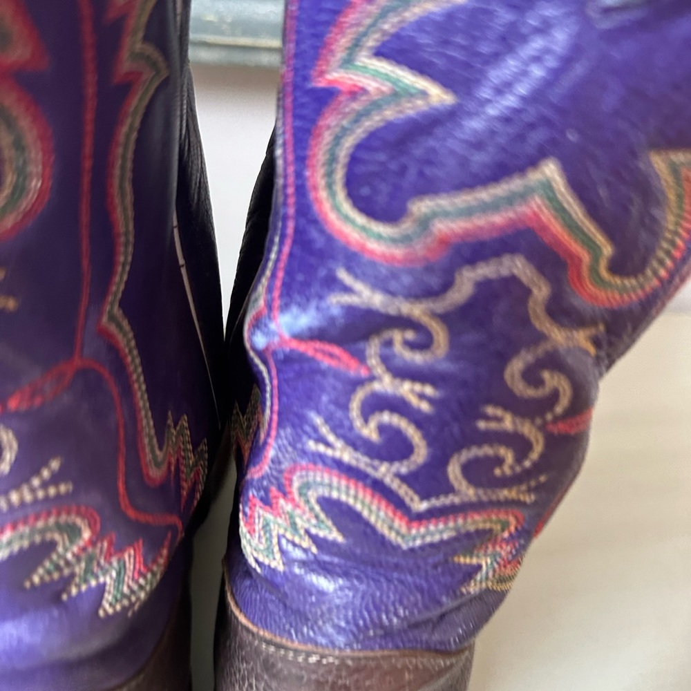 Justin Boots Purple and Brown Women's Cowboy Boots - Picture 15 of 16